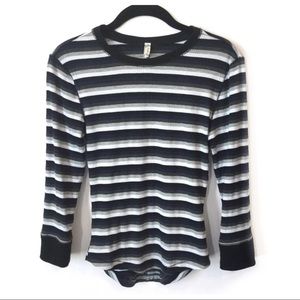 Intimately Free People Striped Thermal Long Sleeve Top Size Small